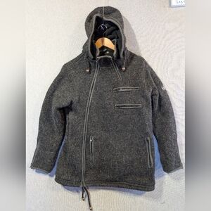 Urku Sheep Wool Sweater Men's Small Gray Knit Fleece Lined